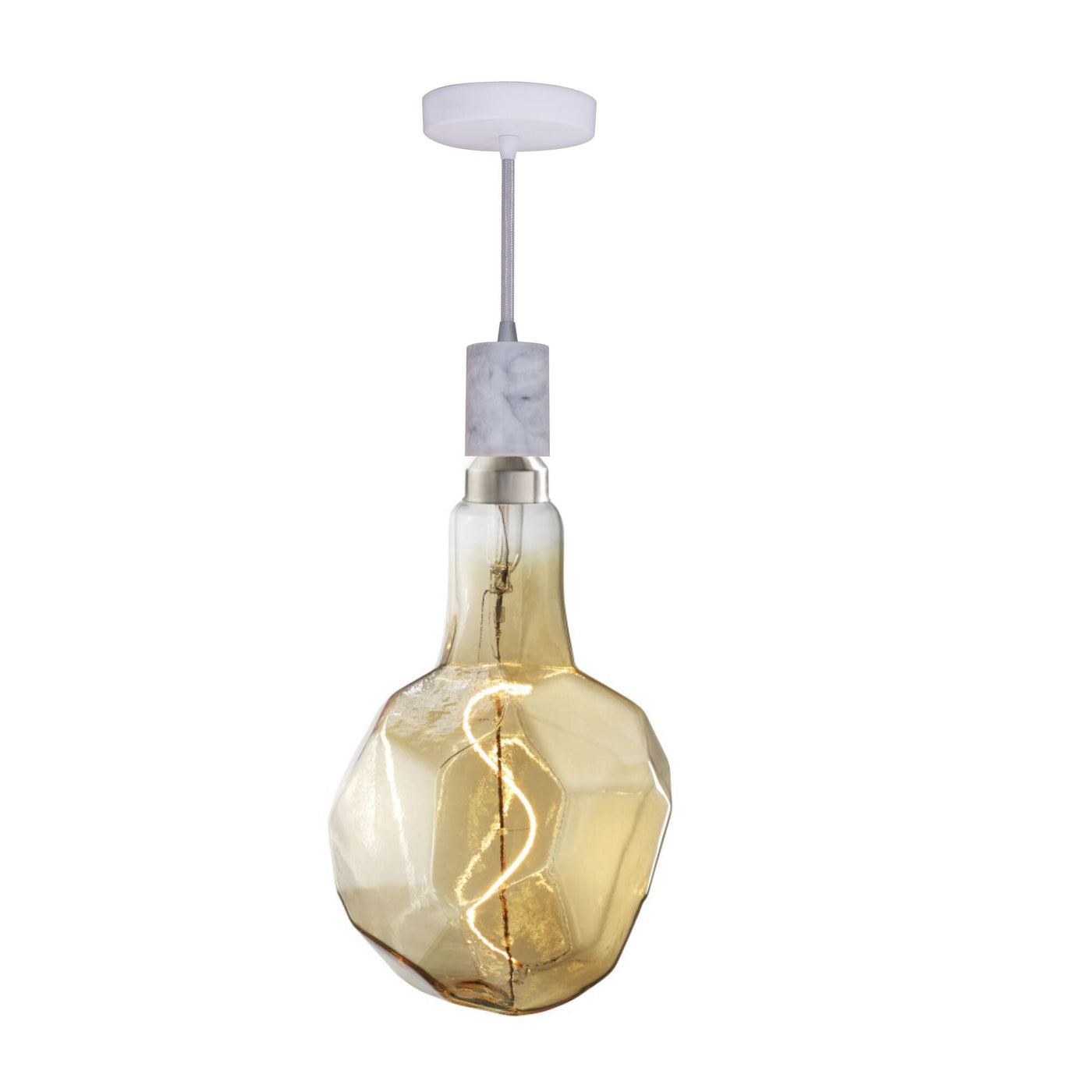 Antique Hardware 4W LED Jewel Natural Shaped Grand 2200K Filament W/ White Marble Pendant With White String Chandelier