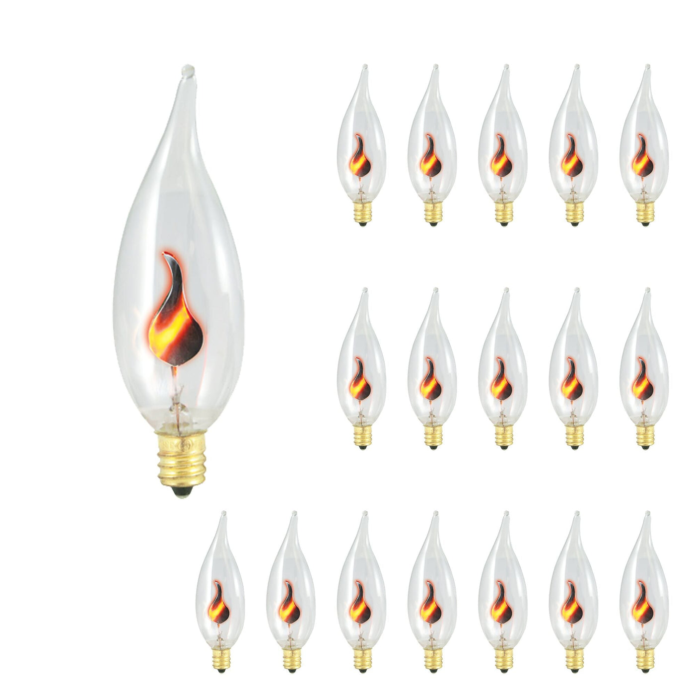 Antique Hardware 3W CA10 Flicker Flame 32MM Clear E12 130V-18PK Bulb