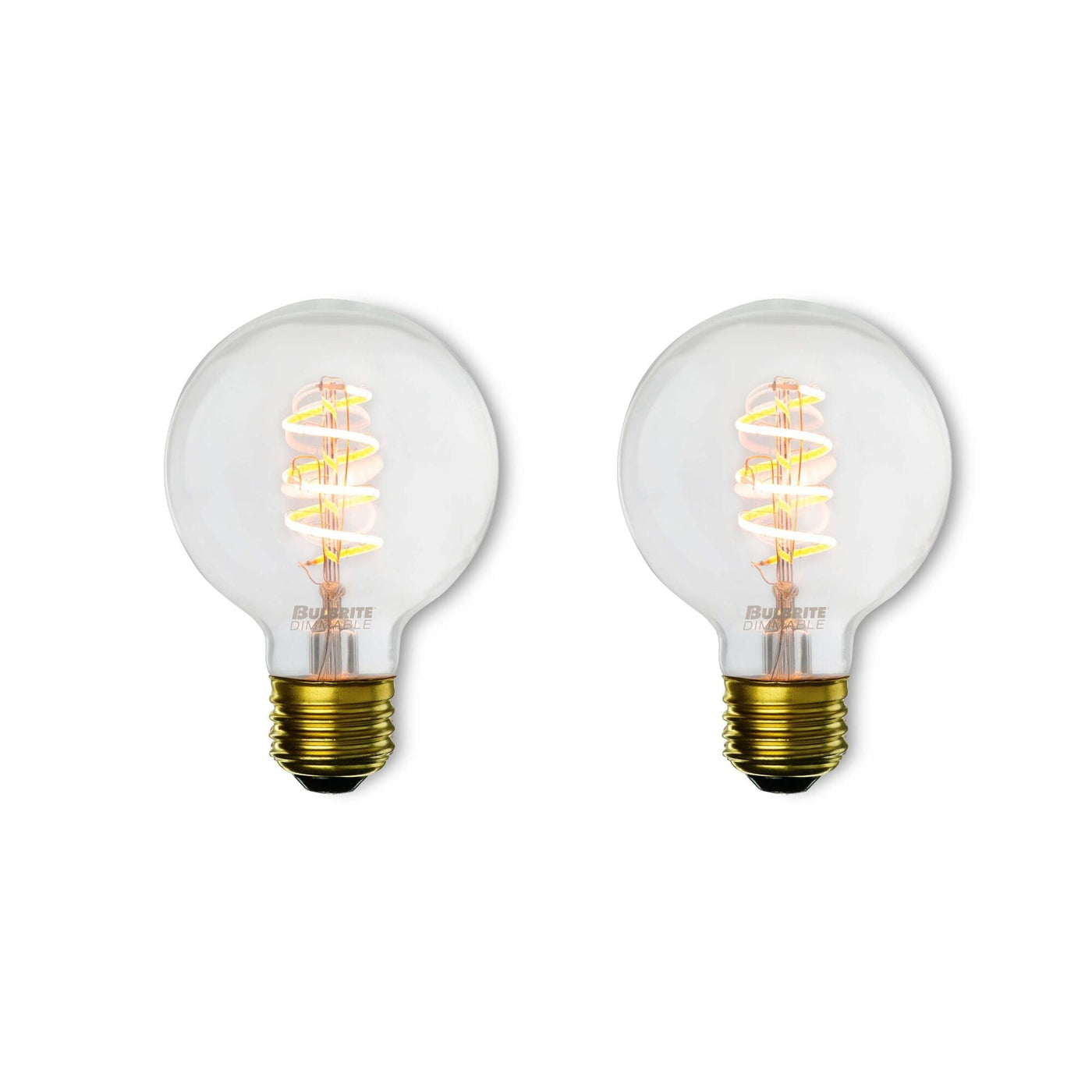 Antique Hardware 4W LED G25 2200K Curved Filament Nostalgic SPIRAL-2PK Bulb