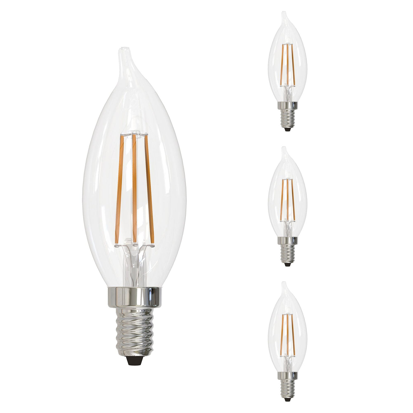 Antique Hardware 4.5W LED CA10 3000K Filament E12 Fully Compatible DIMMING-4PK Bulb