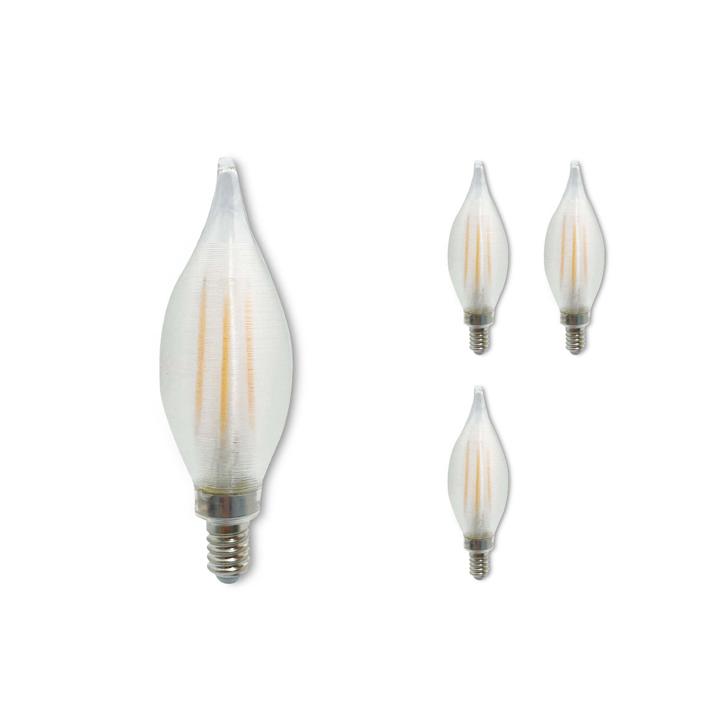 ##Antique Hardware## 4W LED C11 2700K Filament E12 Satin Spunlite Fully Compatible Dimming - 4PK