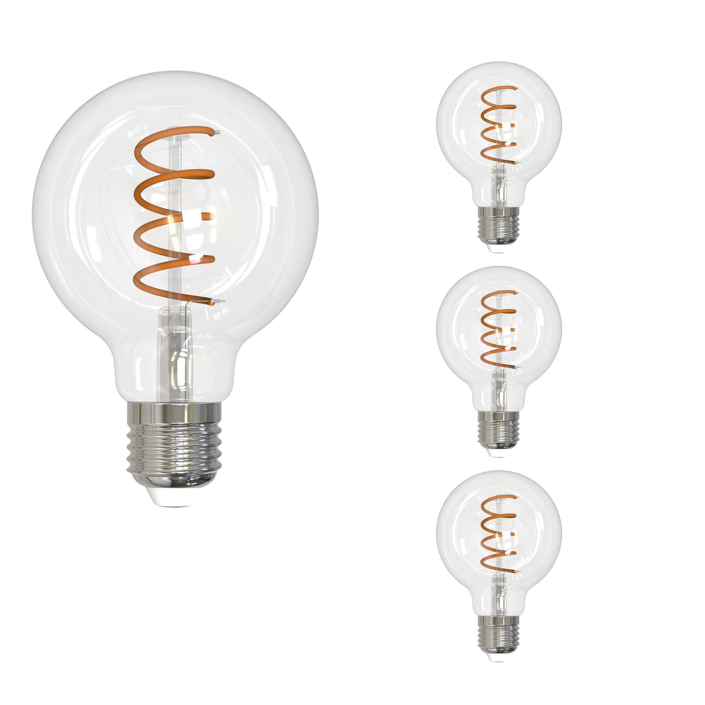 Antique Hardware 4W LED G25 2100K Curved Filament SPIRAL-4PK Bulb