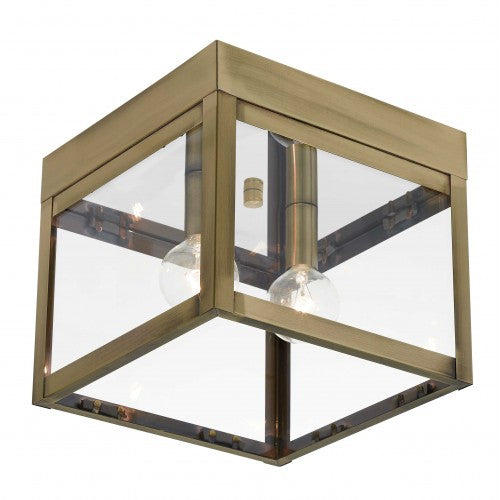 Antique Hardware 2 Light Antique Brass Outdoor Ceiling Mount Exterior