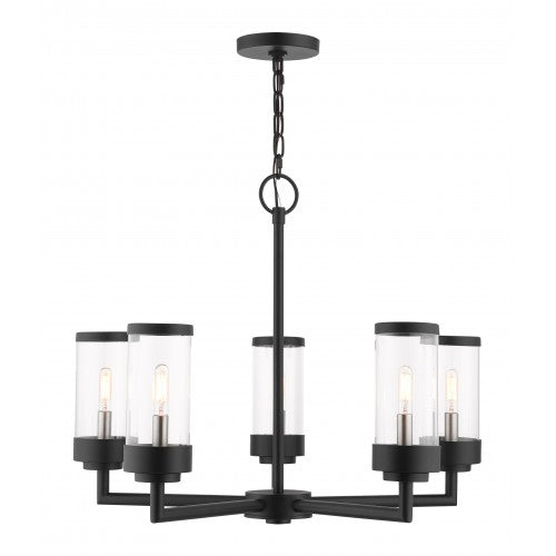 Antique Hardware 5 Light Textured Black Outdoor Chandelier Exterior