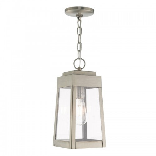 Antique Hardware 1 Light Brushed Nickel Outdoor Pendant Lantern Exterior