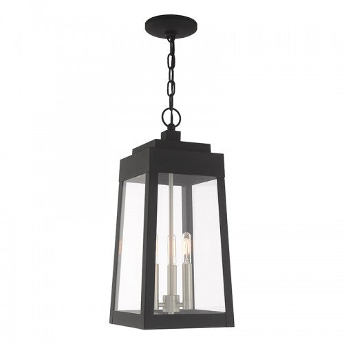 Antique Hardware 3 Light Black Outdoor Pendant Lantern Exterior