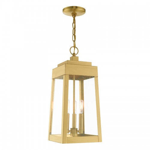 Antique Hardware 3 Light Satin Brass Outdoor Pendant Lantern Exterior