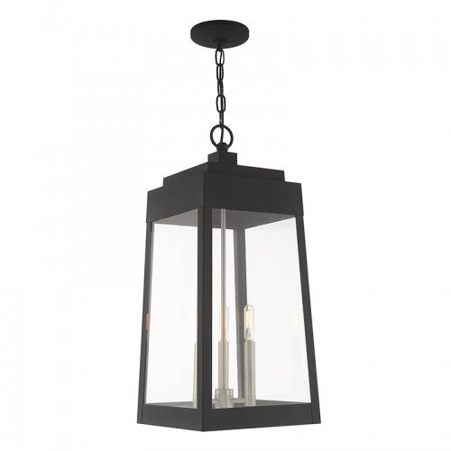 Antique Hardware 3 Light Black Outdoor Pendant Lantern Exterior