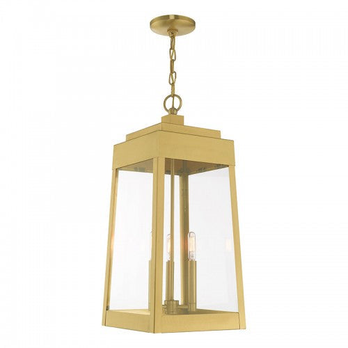 Antique Hardware 3 Light Satin Brass Outdoor Pendant Lantern Exterior