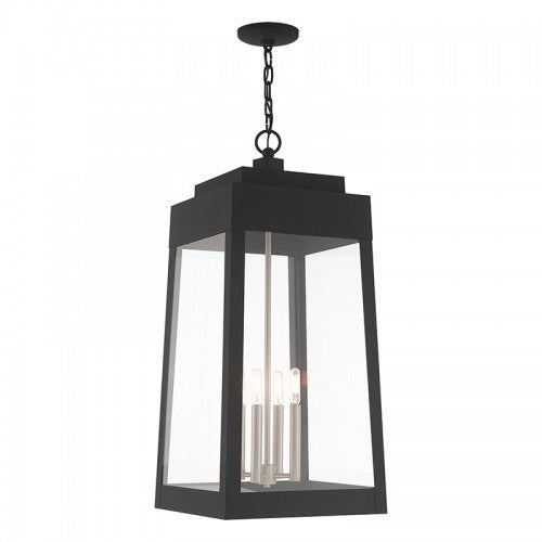 Antique Hardware 4 Light Black Outdoor Pendant Lantern Exterior