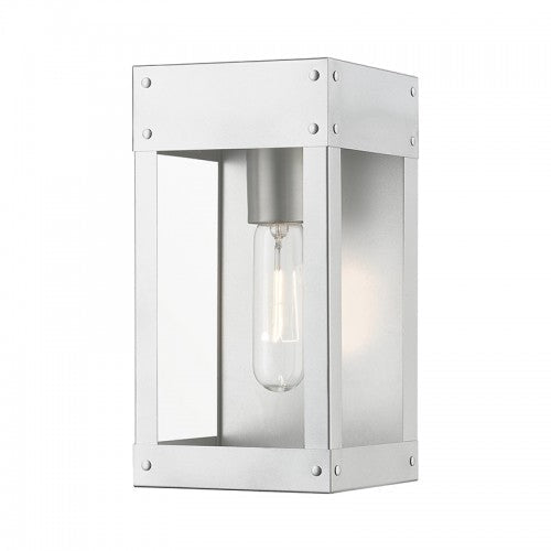 Antique Hardware 1 Light Painted Satin Nickel with Brushed Nickel Candle Outdoor Wall Lantern Exterior