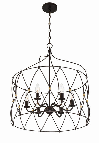 ##Antique Hardware## Zucca 6 Light English Bronze + Antique Gold Chandelier