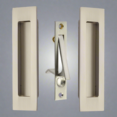 6 Inch Solid Brass Modern Rectangular Pocket Door Pull Set