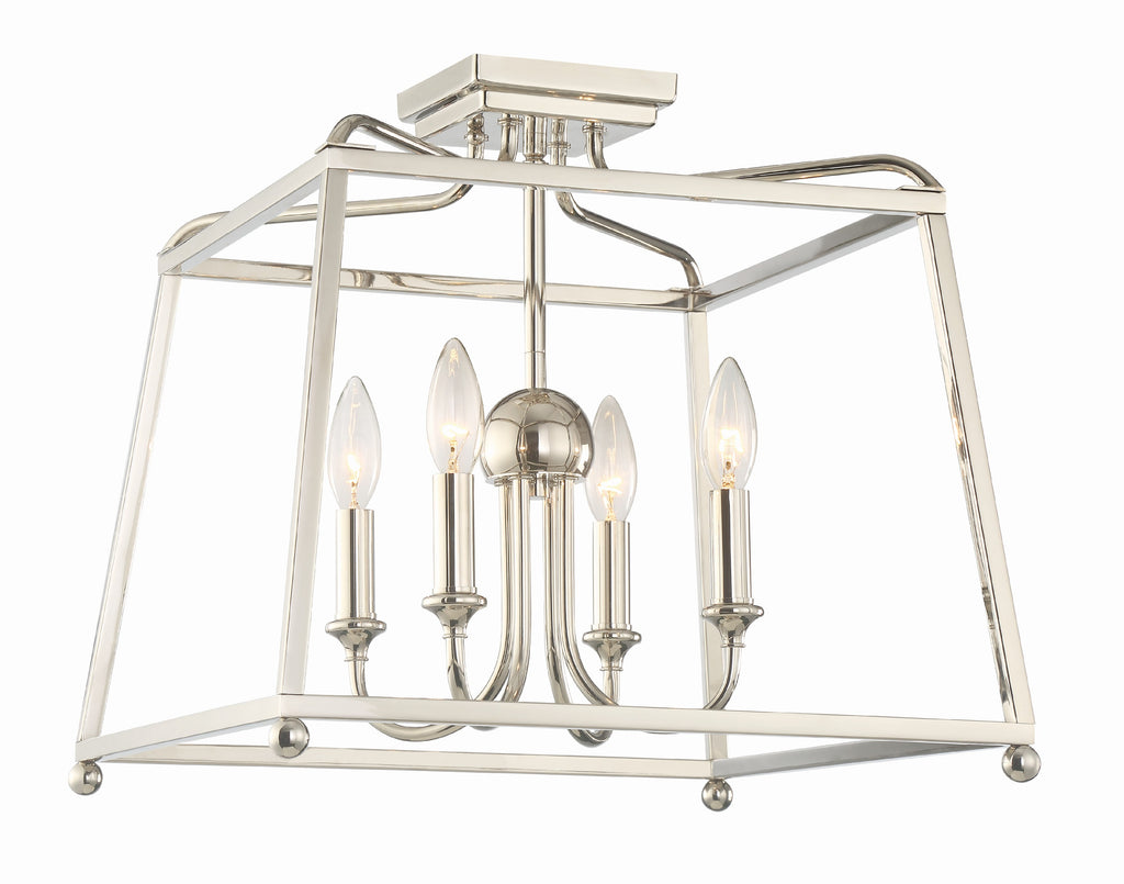 ##Antique Hardware## Libby Langdon Sylvan 4 Light Polished Nickel Semi Flush Mount