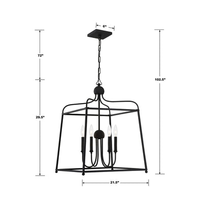 ##Antique Hardware## Libby Langdon Sylvan 4 Light Black Forged Chandelier