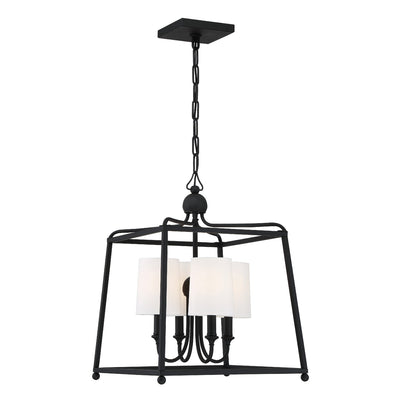 ##Antique Hardware## Libby Langdon Sylvan 4 Light Black Forged Mini Chandelier