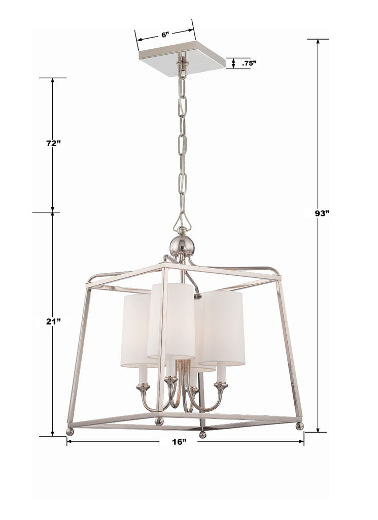 ##Antique Hardware## Libby Langdon Sylvan 4 Light Polished Nickel Mini Chandelier