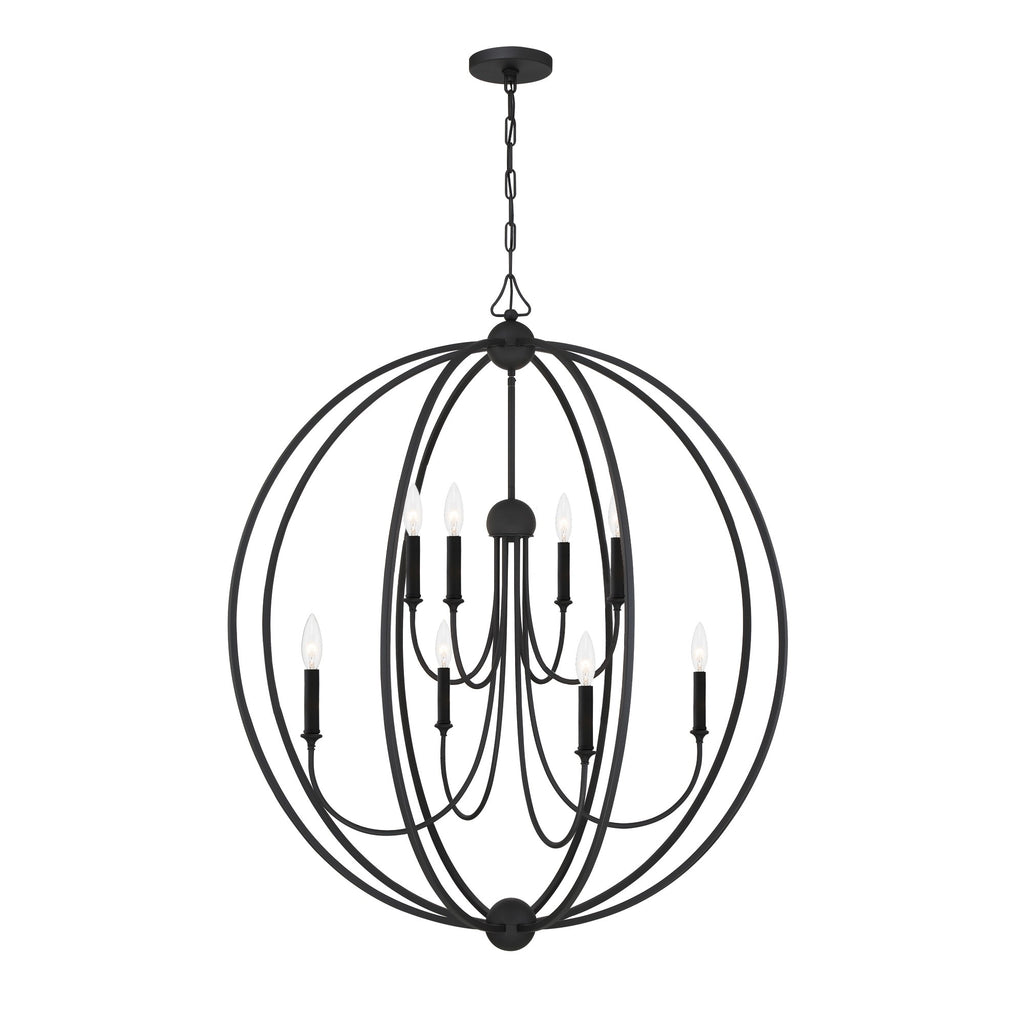 ##Antique Hardware## Libby Langdon Sylvan 8 Light Black Forged Chandelier