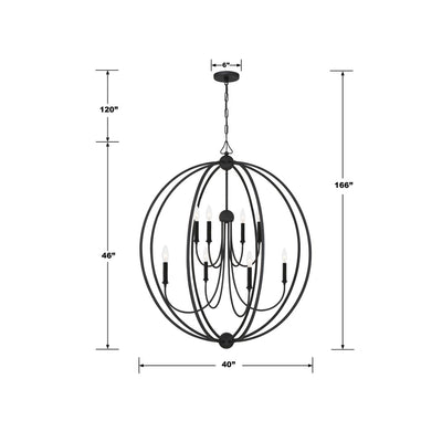 ##Antique Hardware## Libby Langdon Sylvan 8 Light Black Forged Chandelier