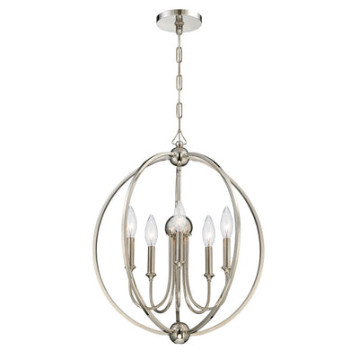 ##Antique Hardware## Libby Langdon Sylvan 5 Light Polished Nickel Chandelier