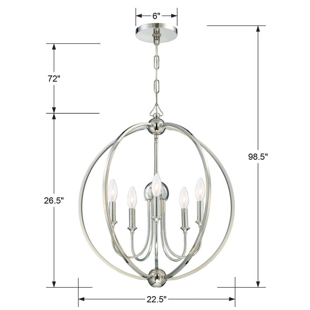 ##Antique Hardware## Libby Langdon Sylvan 5 Light Polished Nickel Chandelier