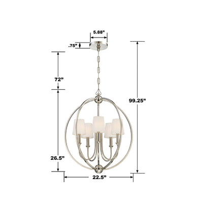 ##Antique Hardware## Libby Langdon Sylvan 5 Light Polished Nickel Chandelier