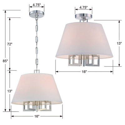 ##Antique Hardware## Libby Langdon Westwood 5 Light Polished Nickel Semi Flush Mount