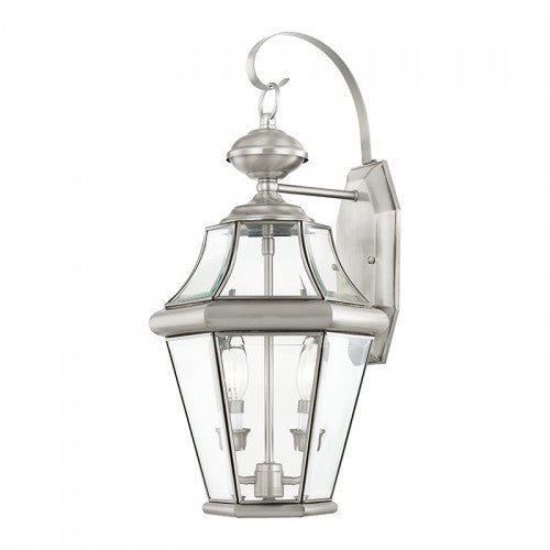 Antique Hardware 2 Light Brushed Nickel Outdoor Wall Lantern Exterior