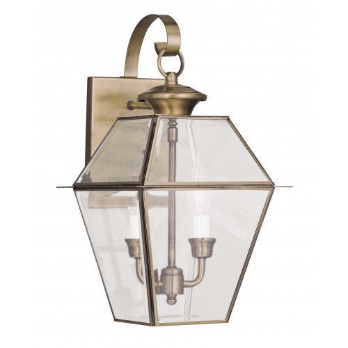 Antique Hardware 2 Light Antique Brass Outdoor Wall Lantern Exterior