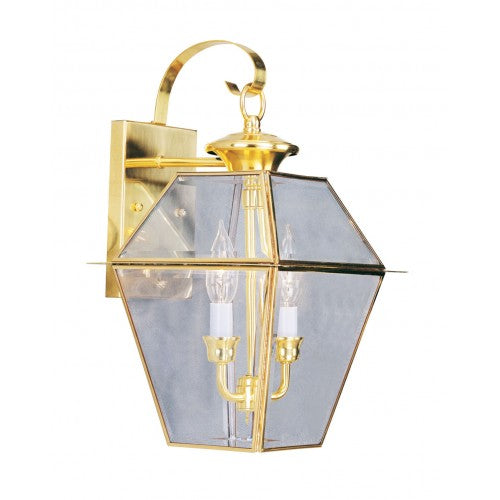 Antique Hardware 2 Light Polished Brass Outdoor Wall Lantern Exterior