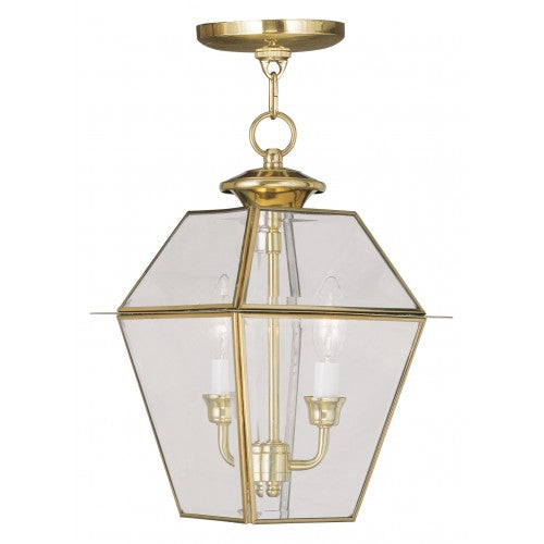 Antique Hardware 2 Light Polished Brass Outdoor Lantern Exterior