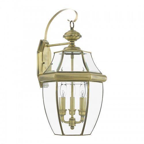 Antique Hardware 3 Light Antique Brass Outdoor Wall Lantern Exterior