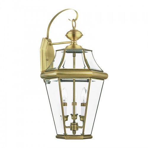 Antique Hardware 3 Light Antique Brass Outdoor Wall Lantern Exterior