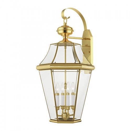 Antique Hardware 4 Light Polished Brass Outdoor Wall Lantern Exterior