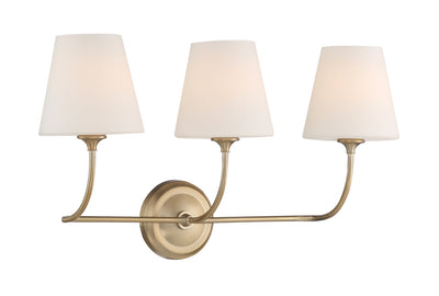 ##Antique Hardware## Libby Langdon Sylvan 3 Light Vibrant Gold Bathroom Vanity