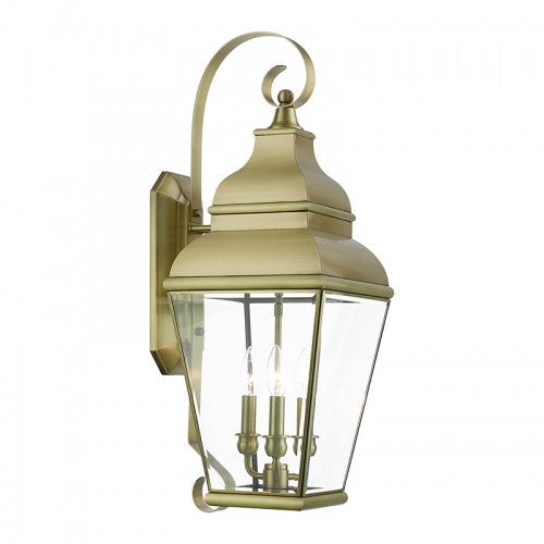 Antique Hardware 3 Light Antique Brass Outdoor Wall Lantern Exterior