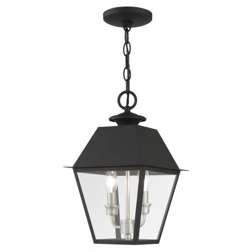 Antique Hardware 2 Light Black Outdoor Pendant Lantern Exterior