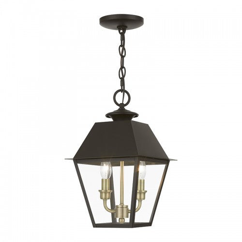 Antique Hardware 2 Light Bronze with Antique Brass Finish Cluster Outdoor Medium Pendant Lantern Exterior