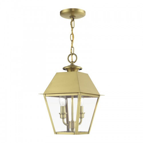 Antique Hardware 2 Light Natural Brass Outdoor Medium Pendant Lantern Exterior