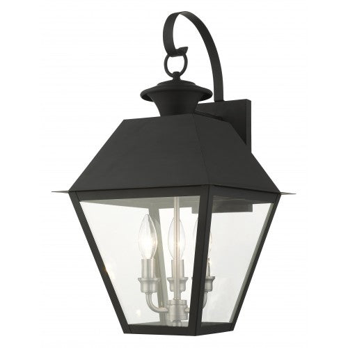 Antique Hardware 3 Light Black Outdoor Wall Lantern Exterior