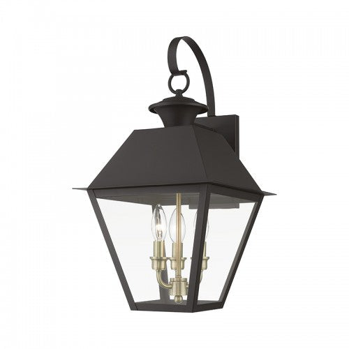 Antique Hardware 3 Light Bronze with Antique Brass Finish Cluster Outdoor Large Wall Lantern Exterior