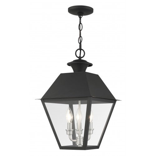 Antique Hardware 3 Light Black Outdoor Pendant Lantern Exterior