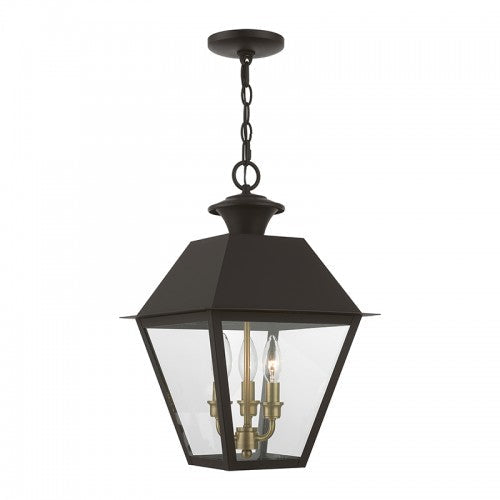 Antique Hardware 3 Light Bronze with Antique Brass Finish Cluster Outdoor Large Pendant Lantern Exterior