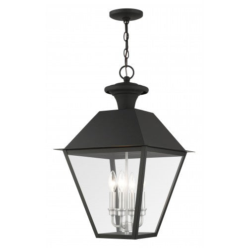 Antique Hardware 4 Light Black Outdoor Pendant Lantern Exterior