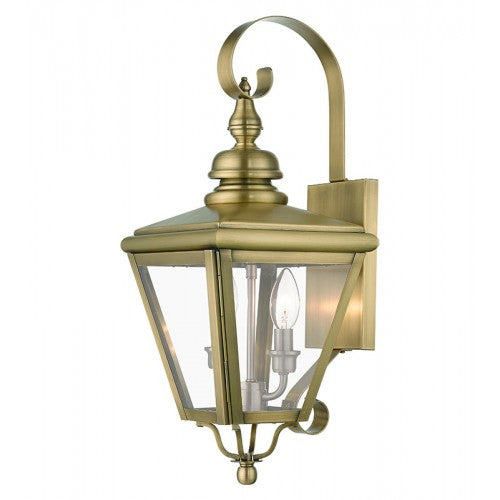 Antique Hardware 2 Light Antique Brass Outdoor Medium Wall Lantern with Brushed Nickel Finish Cluster Exterior