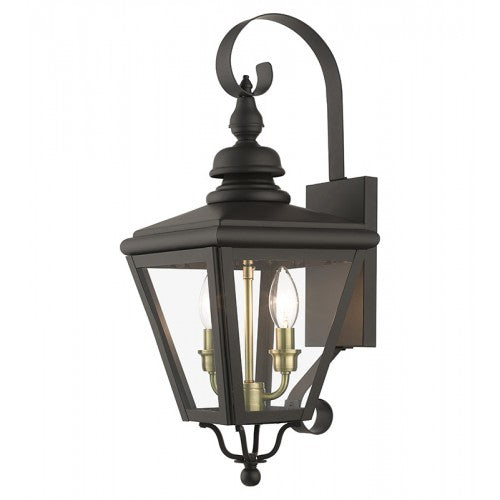 Antique Hardware 2 Light Bronze Outdoor Medium Wall Lantern with Antique Brass Finish Cluster Exterior