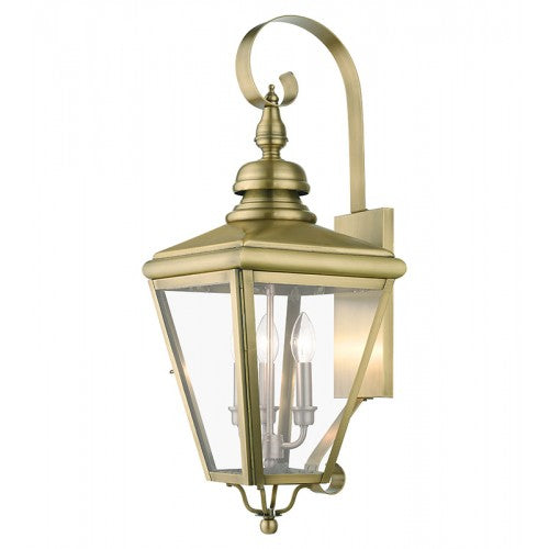 Antique Hardware 3 Light Antique Brass Outdoor Large Wall Lantern with Brushed Nickel Finish Cluster Exterior