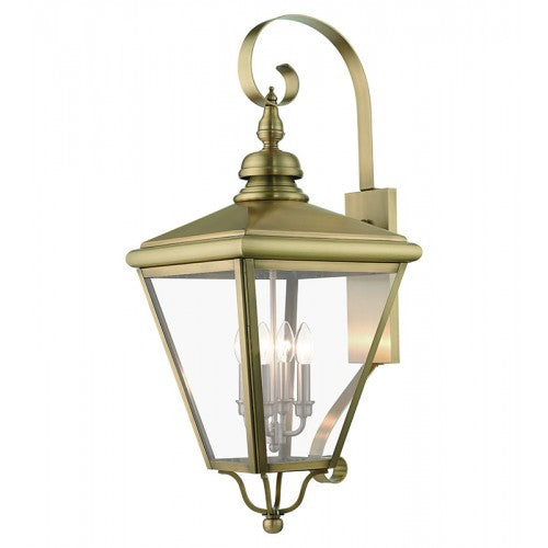 Antique Hardware 4 Light Antique Brass Outdoor Extra Large Wall Lantern with Brushed Nickel Finish Cluster Exterior