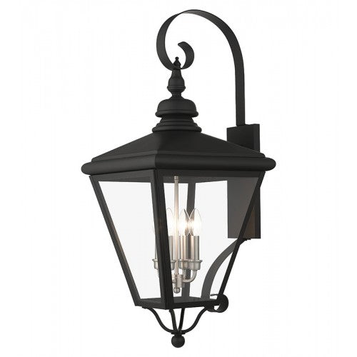 Antique Hardware 4 Light Black Outdoor Extra Large Wall Lantern with Brushed Nickel Finish Cluster Exterior