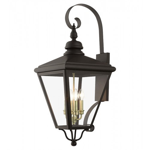 Antique Hardware 4 Light Bronze Outdoor Extra Large Wall Lantern with Antique Brass Finish Cluster Exterior